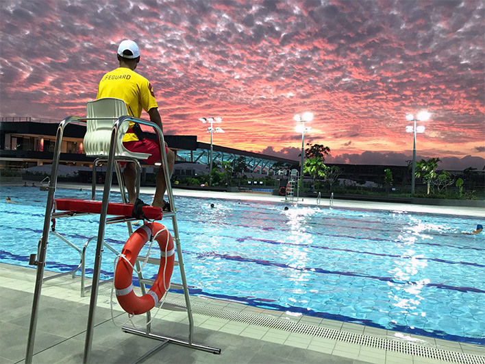 Adult swimming during lessons